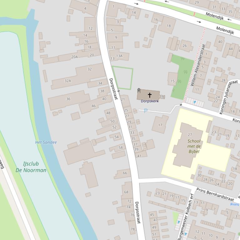 Kaart van de Dorpsstraat.