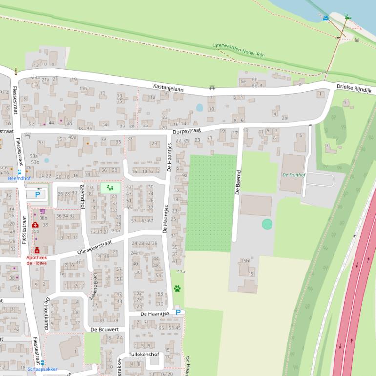 Kaart van de Dorpsstraat.