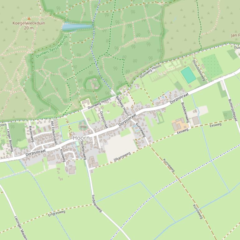 Kaart van de Dorpsstraat.