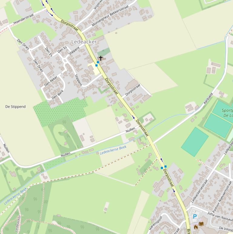 Kaart van de Dorpsstraat.