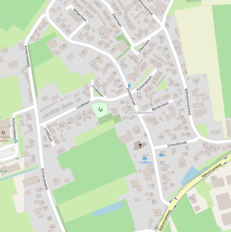 Kaart van de Dorpsstraat.