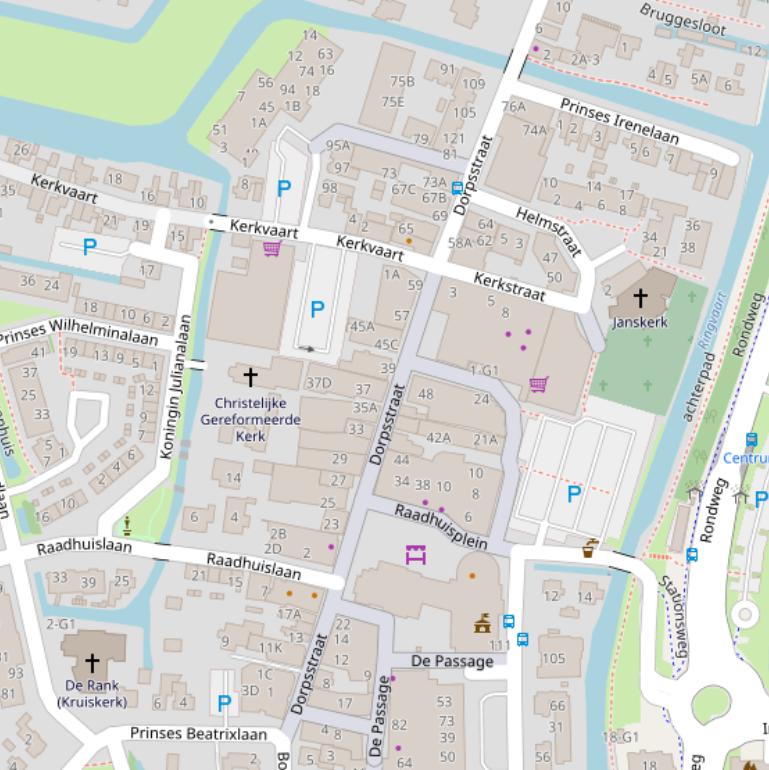 Kaart van de Dorpsstraat.