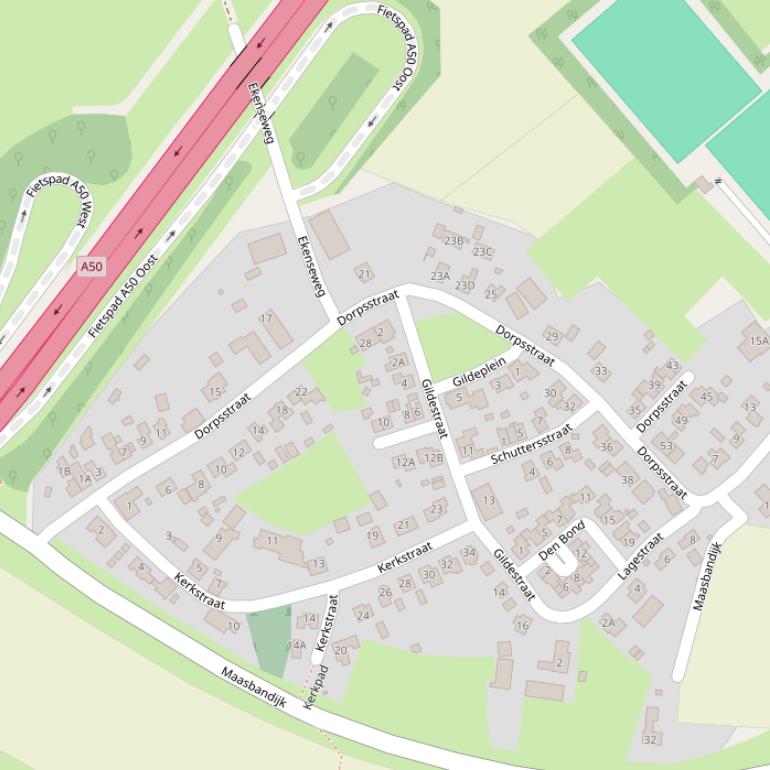 Kaart van de Dorpsstraat.