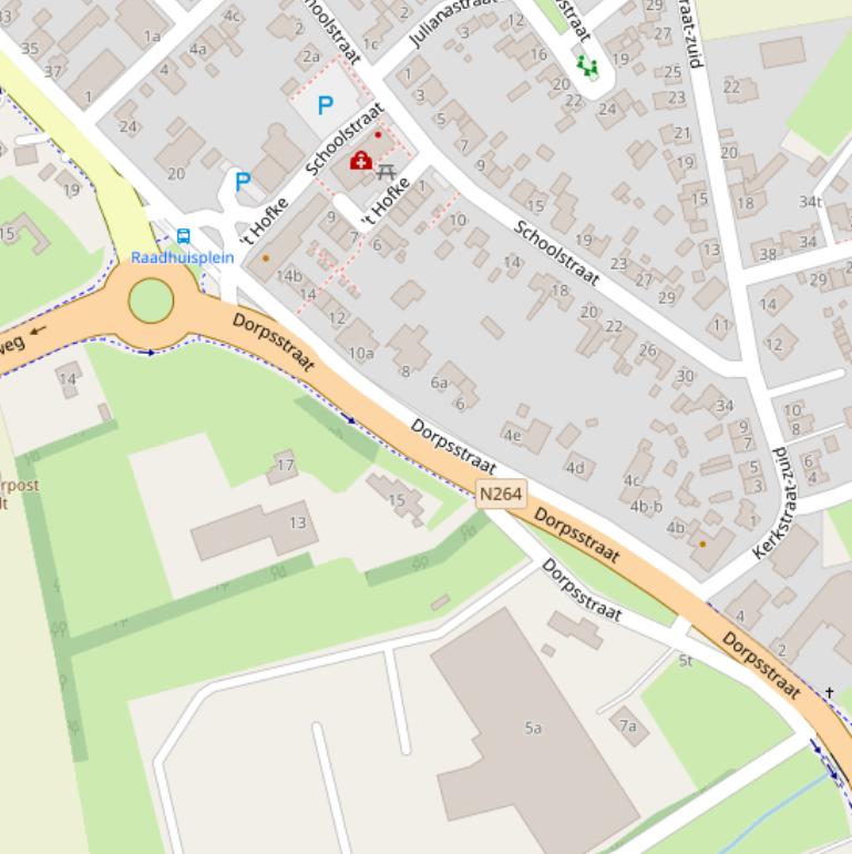 Kaart van de Dorpsstraat.