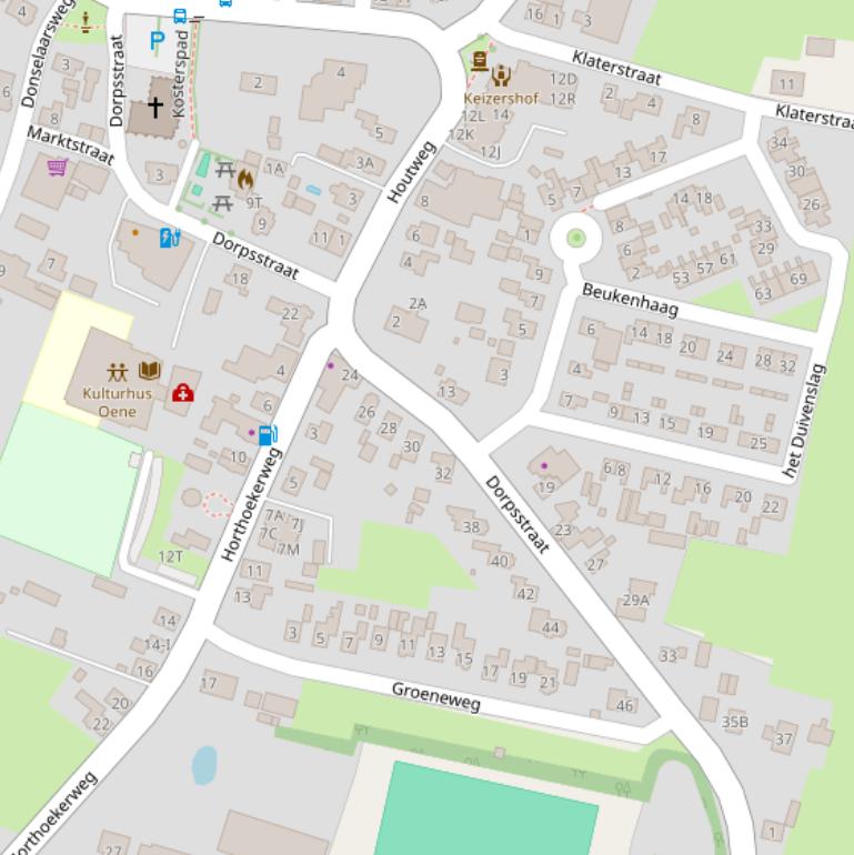 Kaart van de Dorpsstraat.