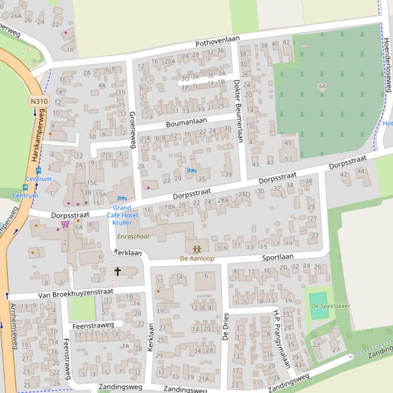 Kaart van de Dorpsstraat.