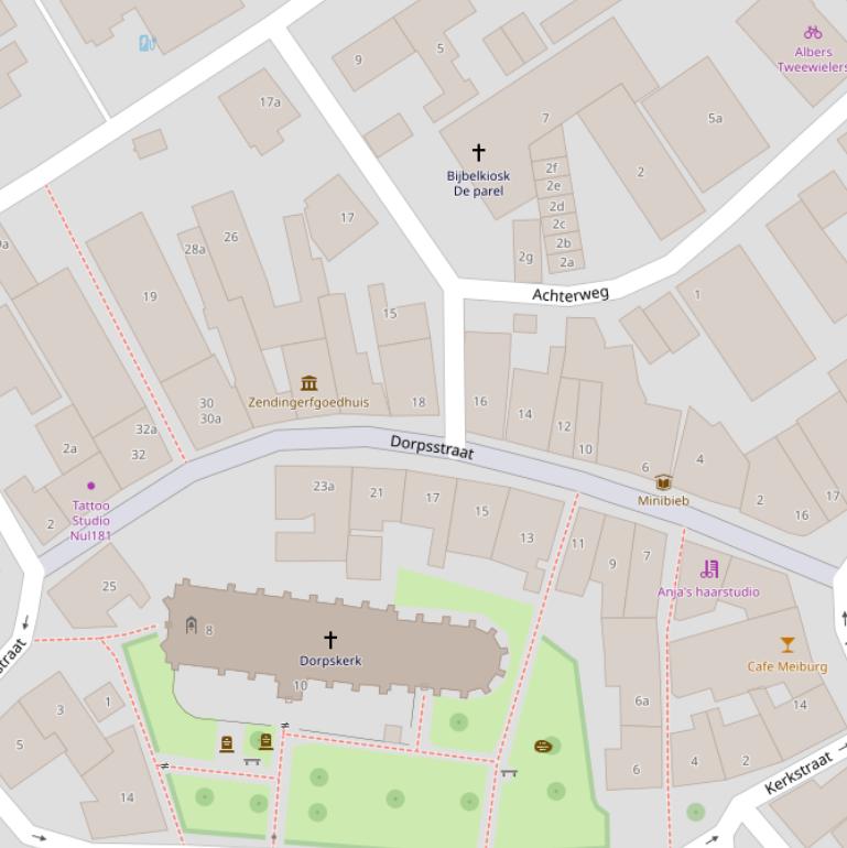 Kaart van de Dorpsstraat.