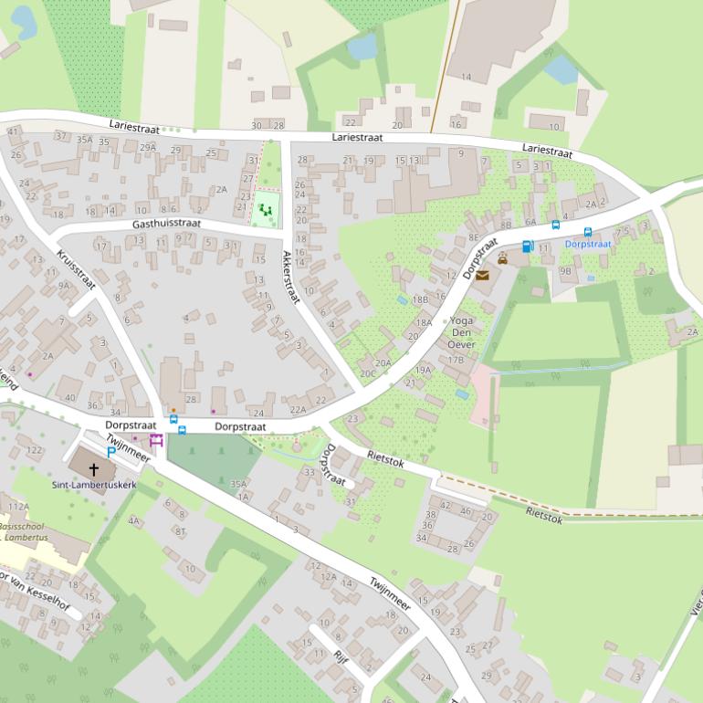 Kaart van de Dorpstraat.