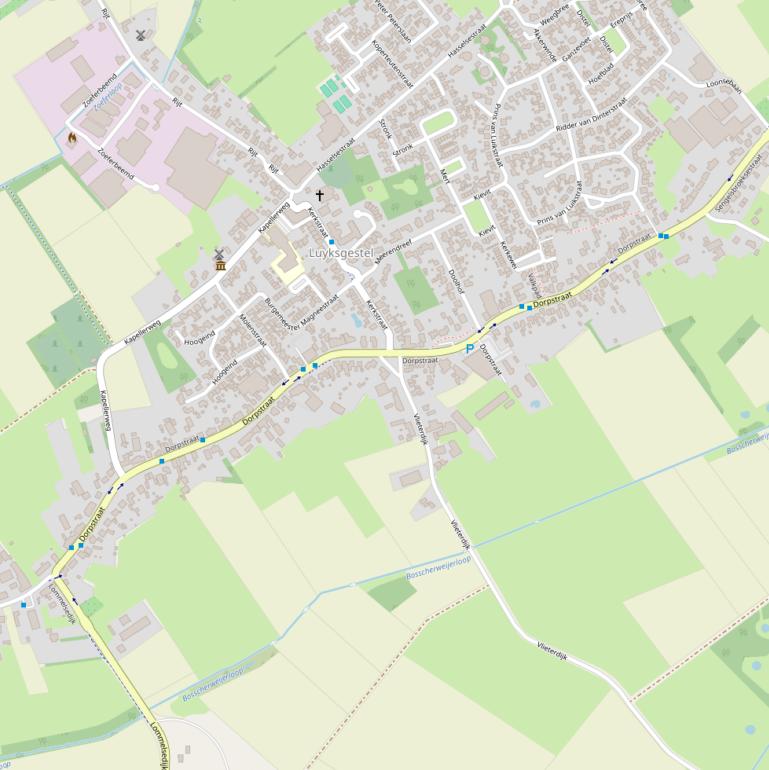 Kaart van de Dorpstraat.