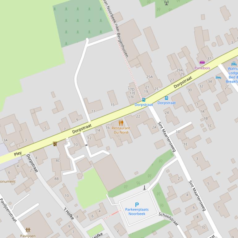 Kaart van de Dorpstraat.