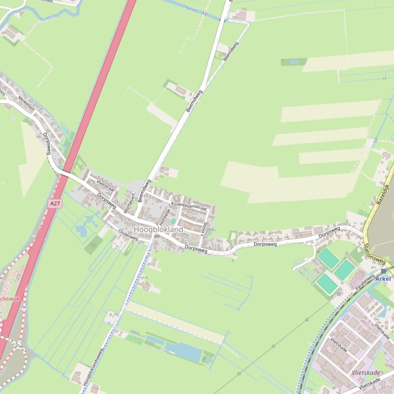 Kaart van de Dorpsweg.