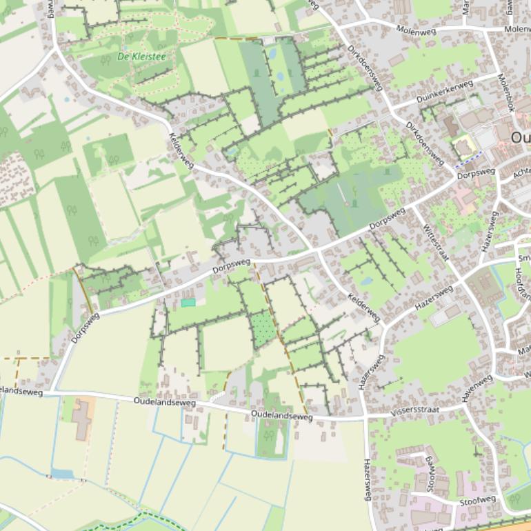 Kaart van de Dorpsweg.