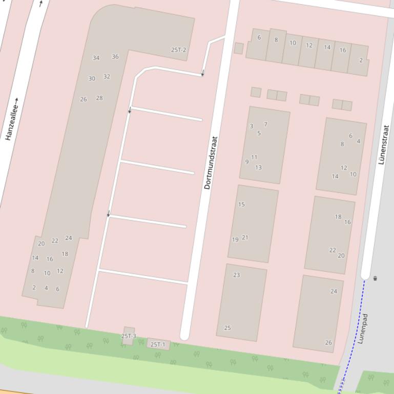 Kaart van de Dortmundstraat.