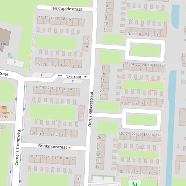 Kaart van de Dorus Rijkersstraat.