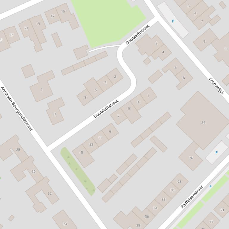 Kaart van de Doublethstraat.