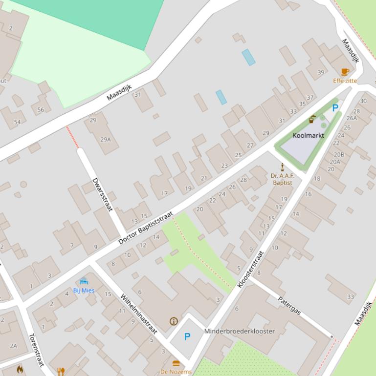 Kaart van de Dr. Baptiststraat.