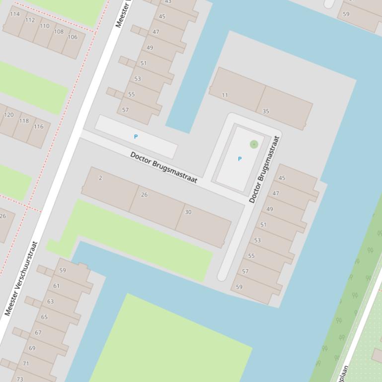 Kaart van de dr. Brugsmastraat.