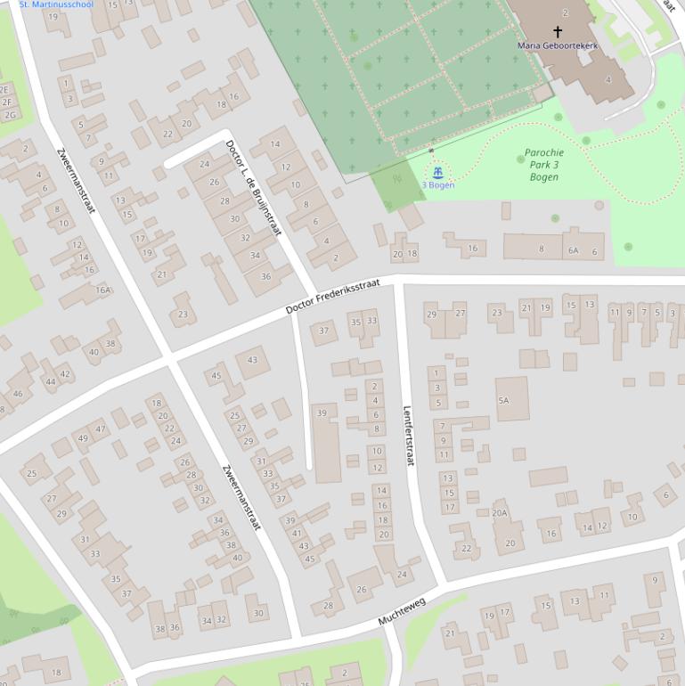 Kaart van de Dr Frederiksstraat.