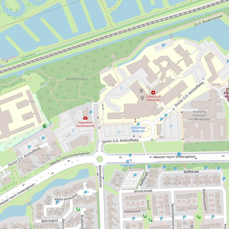 Kaart van de Dr G H Amshoffweg.