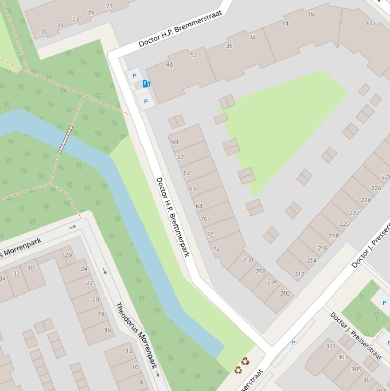 Kaart van het Dr. H.P. Bremmerpark.