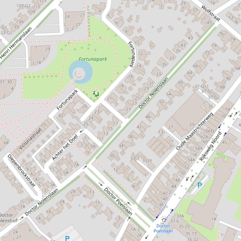 Kaart van de Dr. Nolenslaan.