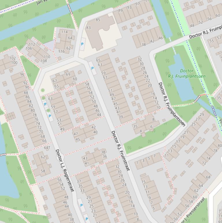 Kaart van de Dr. R.J. Fruinstraat.