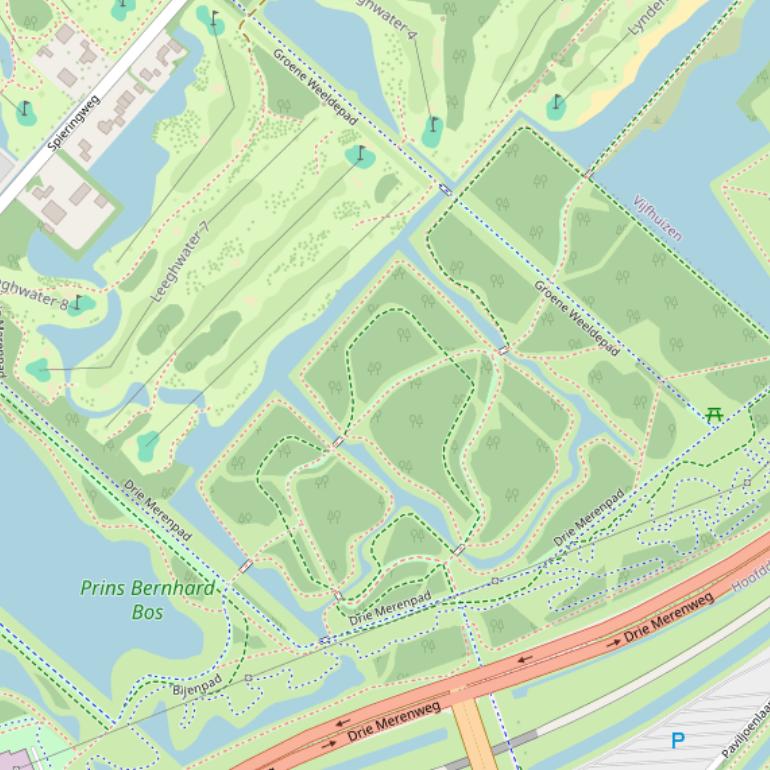 Kaart van het Drie Merenpad.