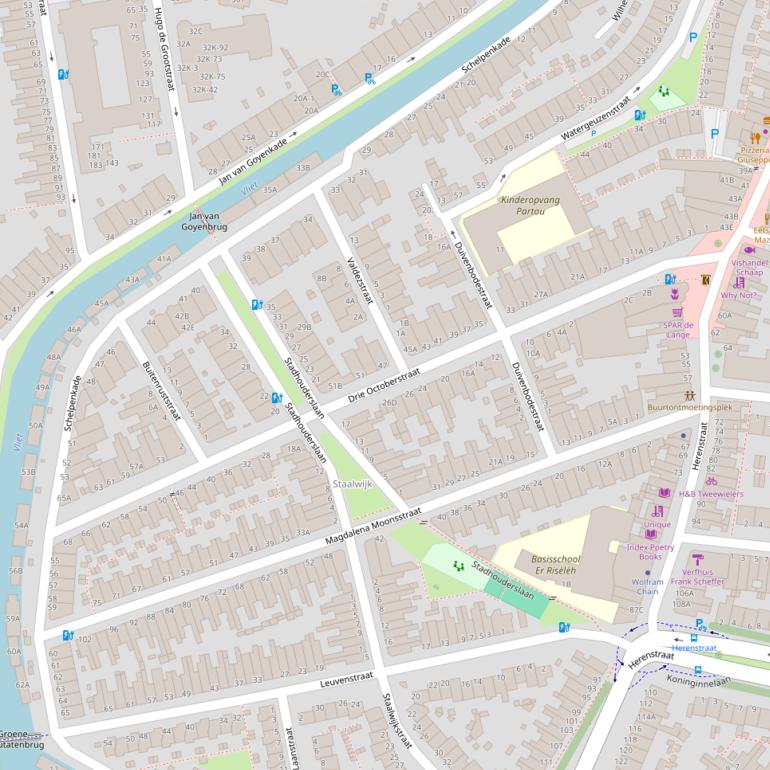 Kaart van de Drie Octoberstraat.