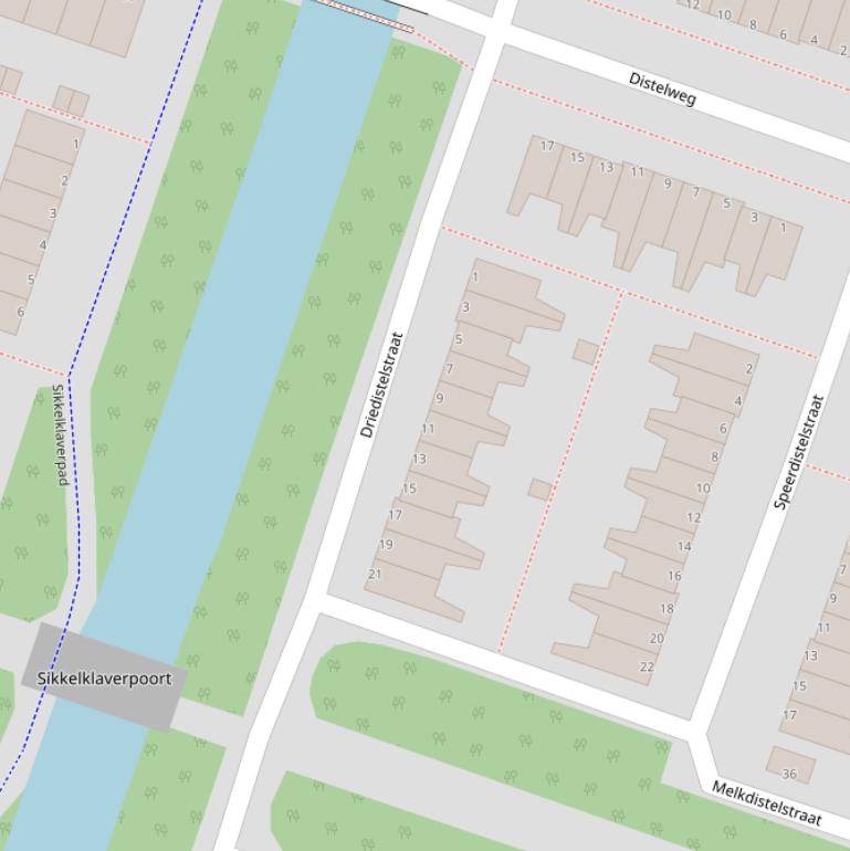 Kaart van de Driedistelstraat.