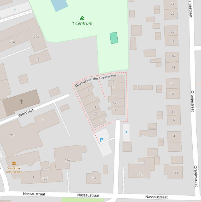 Kaart van de Driekus van der Giessenhof.