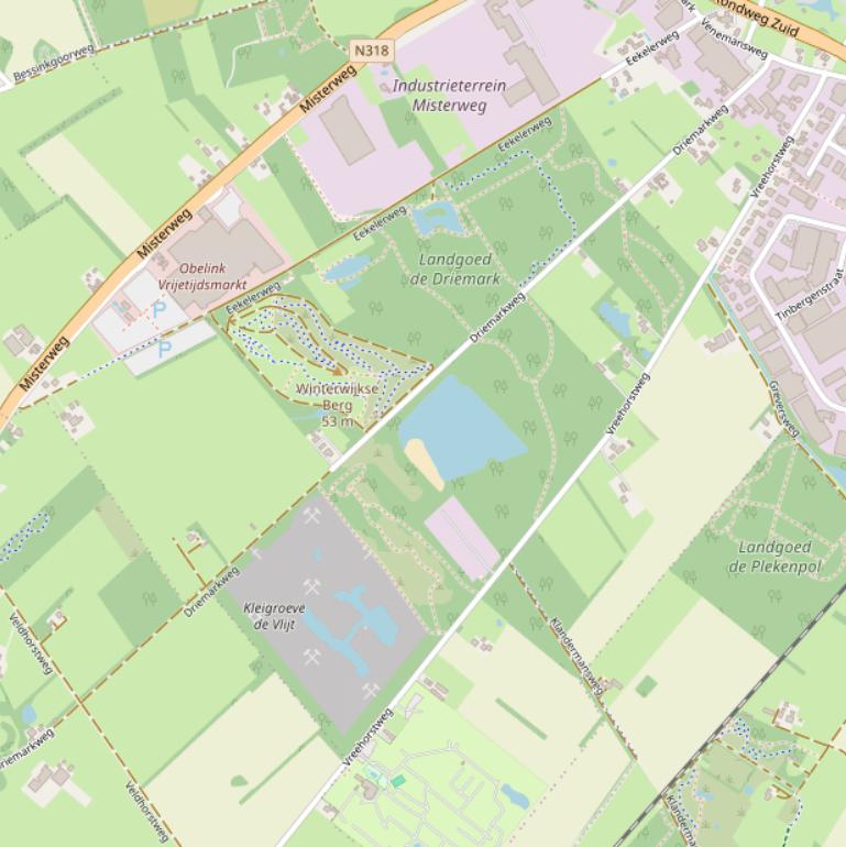 Kaart van de Driemarkweg.