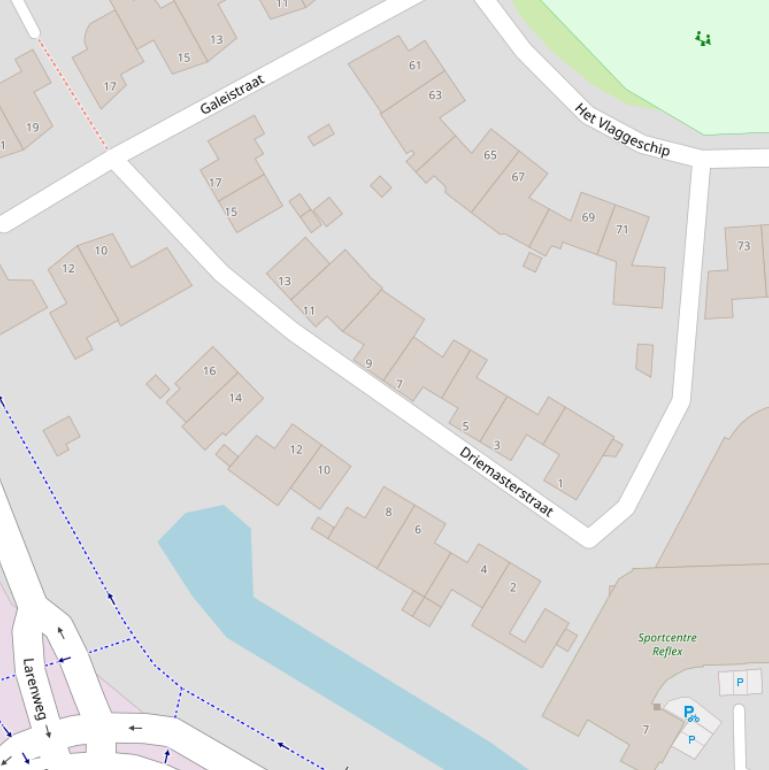 Kaart van de Driemasterstraat.