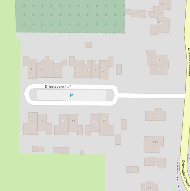 Kaart van de Driestapelenhof.