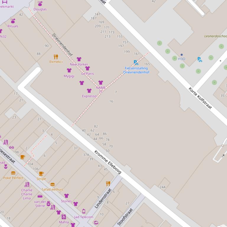 Kaart van de Drievriendenhof.