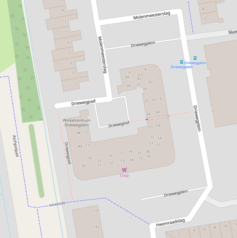 Kaart van het Driewegplein.