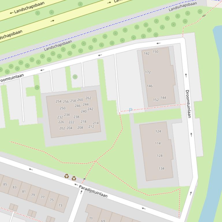 Kaart van de Droomtuinlaan.
