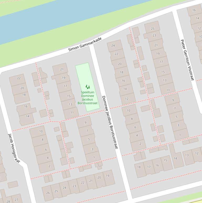Kaart van de Ds. Jacobus Borstiusstraat.