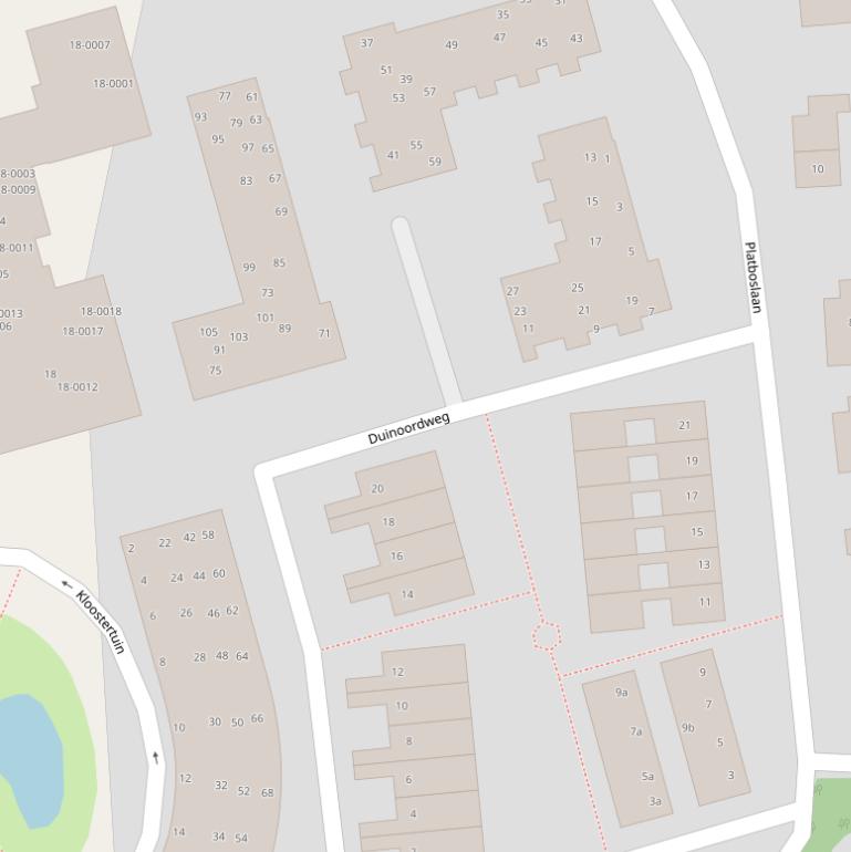 Kaart van de Duinoordweg.