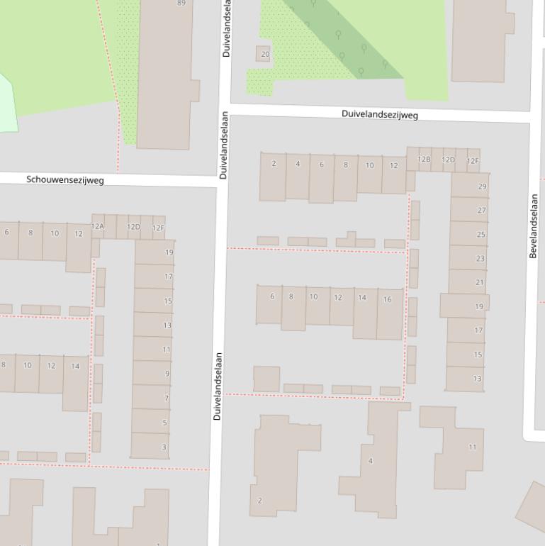 Kaart van de Duivelandselaan.