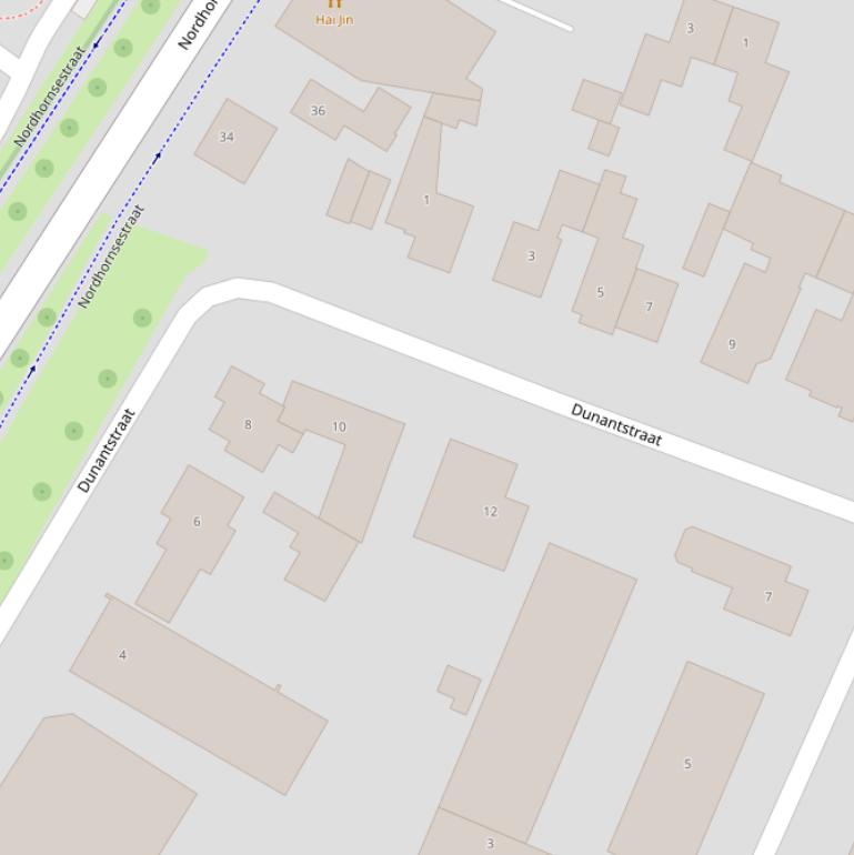 Kaart van de Dunantstraat.