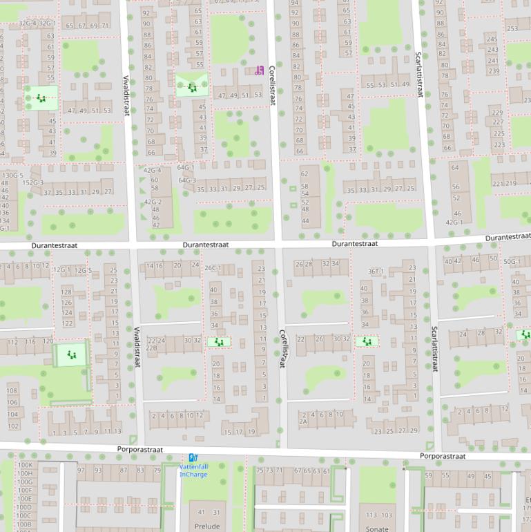 Kaart van de Durantestraat.