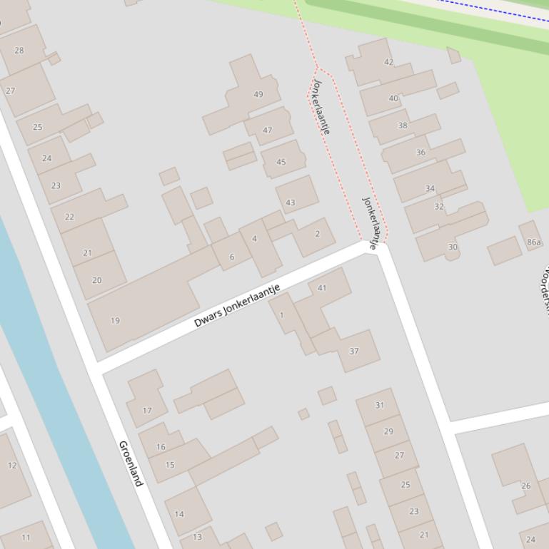 Kaart van het Dwars Jonkerlaantje.