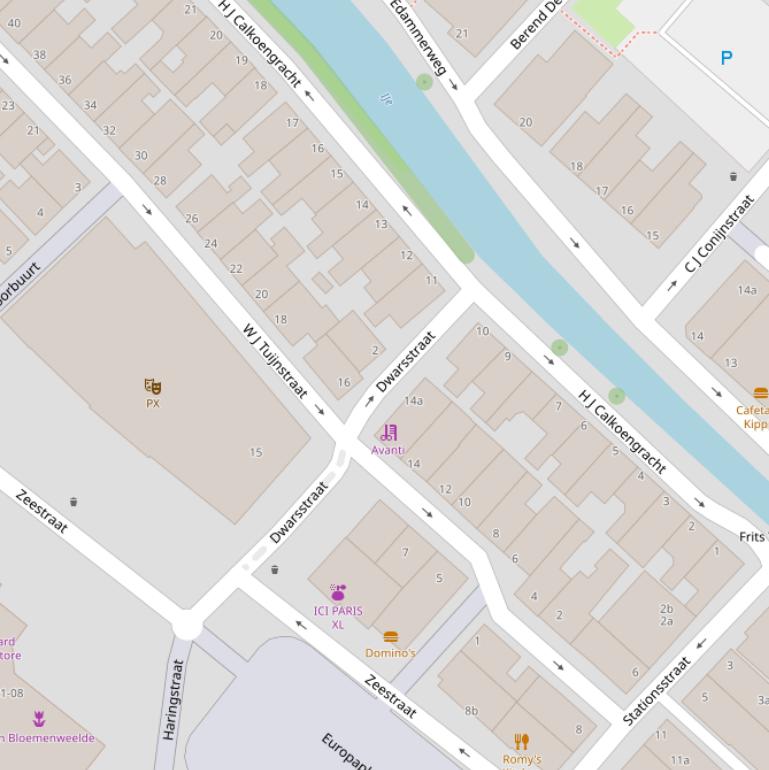 Kaart van de Dwarsstraat.