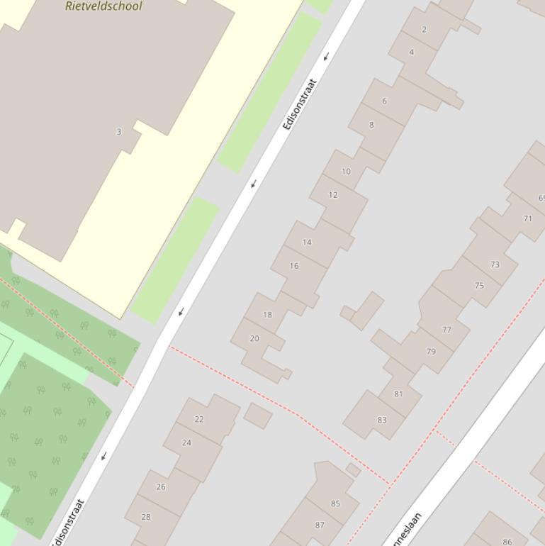 Kaart van de Edisonstraat.