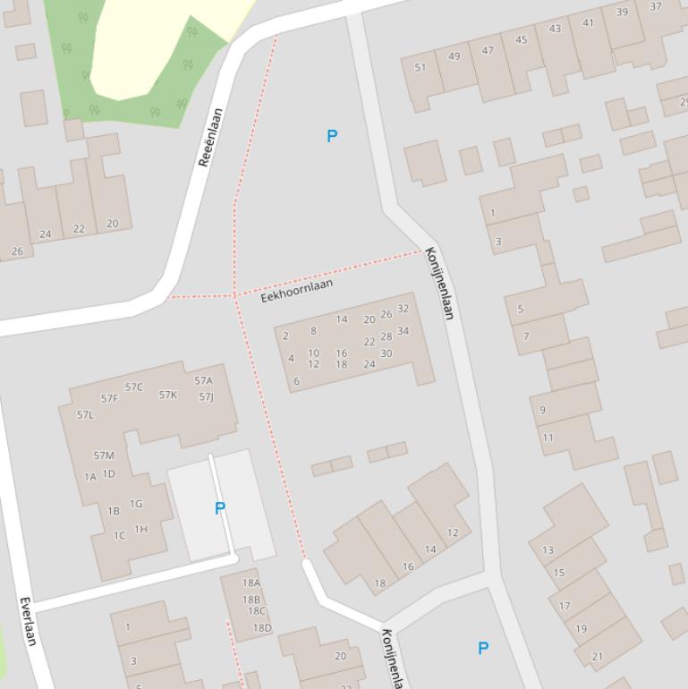 Kaart van de Eekhoornlaan.