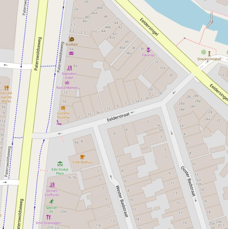 Kaart van de Eelderstraat.