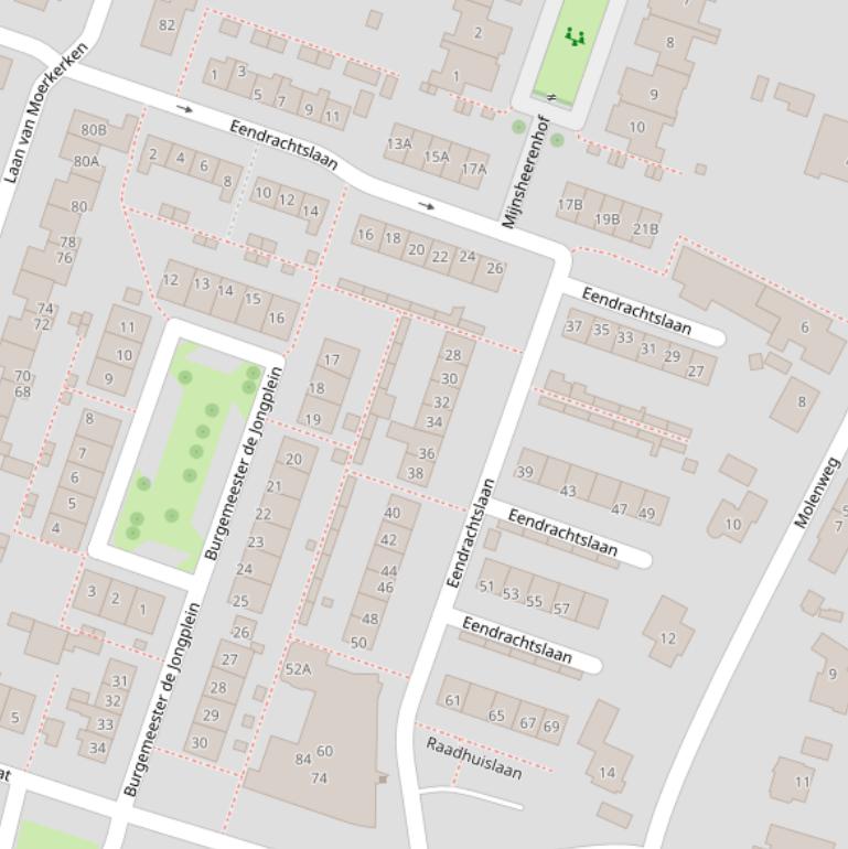 Kaart van de Eendrachtslaan.