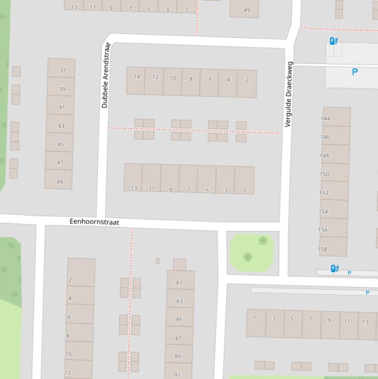 Kaart van de Eenhoornstraat.