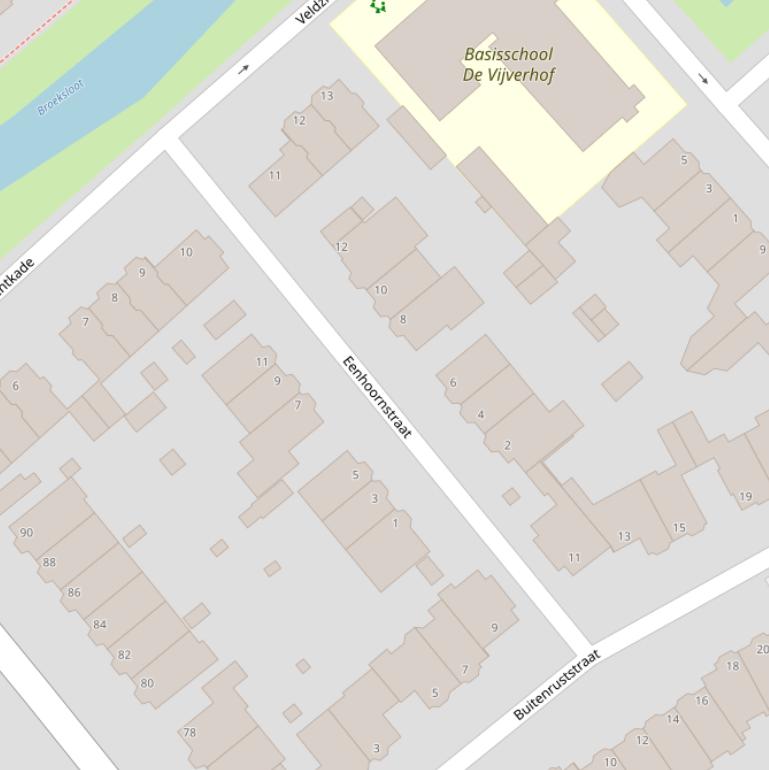 Kaart van de Eenhoornstraat.