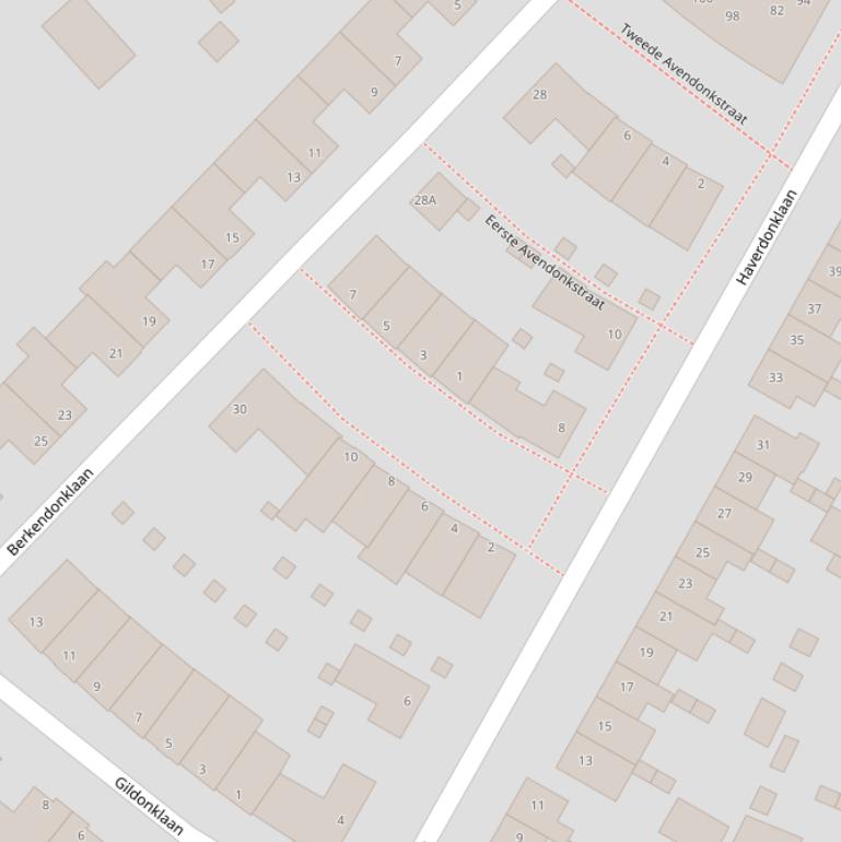 Kaart van de Eerste Avendonkstraat.